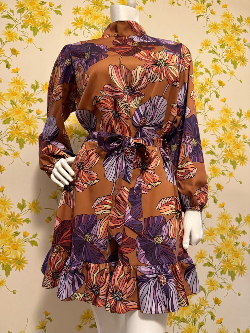 MXM Long sleeve floral mini dress size M